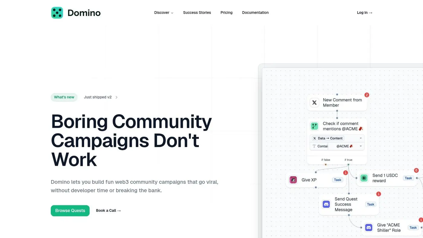 Domino's no-code campaign builder, a key feature of this crypto community software